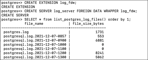The log_fdw Extension